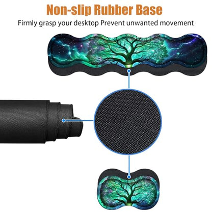 4 in 1 Ergonomic Keyboard Wrist Rest & Mouse Pad Wrist Rest Set, Large XXL Gaming Desk Mat 31.5"x 11.8" with Non-Slip Base, Memory Foam for Home Office Study Gaming, Tree of Life - color: Tree of Life