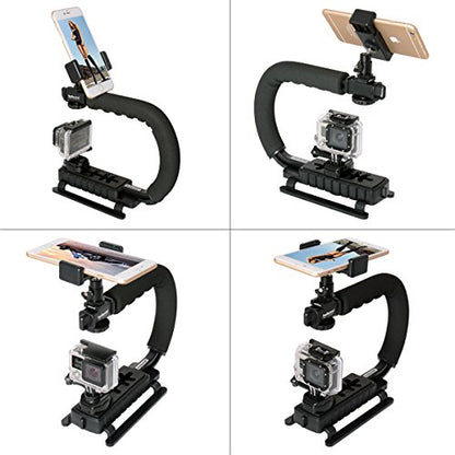 Fantaseal 4in1 DSLR/Mirrorless/Action Camera +Camcorder +Smartphone Stabilizer Holder We-Media YouTube Vlog Low Position Video Rig Mount Fit for GoPro Sony DJI OSMO Action Nikon Canon iPhone Samsung
