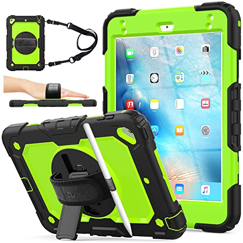 SEYMAC stock Case for iPad mini 5/4 with Screen Protector Pencil Holder [360 Rotating Hand Strap] & Stand, Drop-Proof Case for iPad mini 5th/4th Generation 7.9 inch (Green+Black) - color: Green+Black, size: Case for iPad Mini 5/4 Generation 7.9