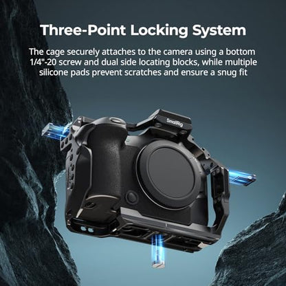 SmallRig Camera Cage Kit for Canon R6 Mark III with Top Handle and Cable Clamp, HawkLock NATO Rails, Quick Release Plate for Arca, Compatible with DJI RS 3 / RS 3 Pro/RS 4 / RS 4 Pro-5955 - style: Cage with top handle