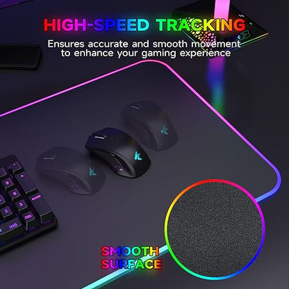 Charging RGB Gaming Mouse Pad - Wireless 15W Mousepad LED Extra Large Mouse Mat 80 * 30cm, 10 Light Modes Gaming Room Accessories, Computer Keyboard Mat Fast Charging Desk Mat for Gaming, Black - size: Large