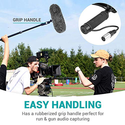 Movo BWS1000 Blimp Wind & Vibration Protection System for Shotgun Microphones - Features 12-point Internal Shockmount, Integrated XLR Cable, Furry Deadcat Windscreen & Grip Handle with Boom Attachment