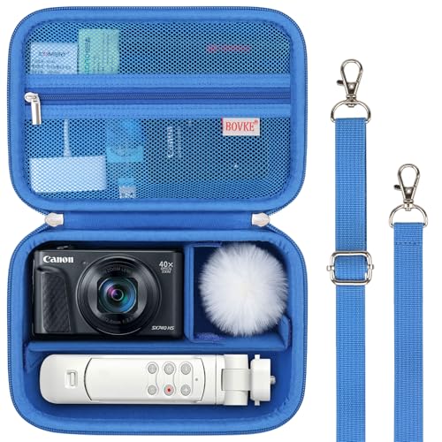 BOVKE Carrying Case for Canon G7X Mark III Mark II, PowerShot SX740 SX730, Sony ZV-1 II/ZV-1F Compact 4K Vlogging Digital Camera Travel Storage Bag for Tripod Microphone Cameras Accessory, Blue - color: Blue