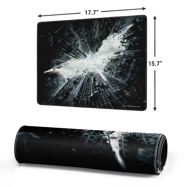 Skinit Medium Gaming Mouse Pad - Officially Licensed Batman Dark Knight Rises Design with Stitched Edges, Waterproof, Non-Slip Rubber Base, Desk Mat for Keyboard & Mouse, 17.7" x 15.75" inches - color: Black - BATMNX07, size: 17.7" x 15.75"