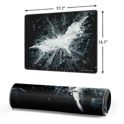Skinit Medium Gaming Mouse Pad - Officially Licensed Batman Dark Knight Rises Design with Stitched Edges, Waterproof, Non-Slip Rubber Base, Desk Mat for Keyboard & Mouse, 17.7" x 15.75" inches - color: Black - BATMNX07, size: 17.7" x 15.75"