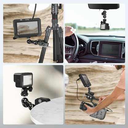 SMALLRIG Super Camera Clamp Mount, Double Ball Head Magic Arm Adapter, Fence/Desk/Tripod Mount for Monitor/Light/Camera, for Insta360, for Gopro - style: Clamp