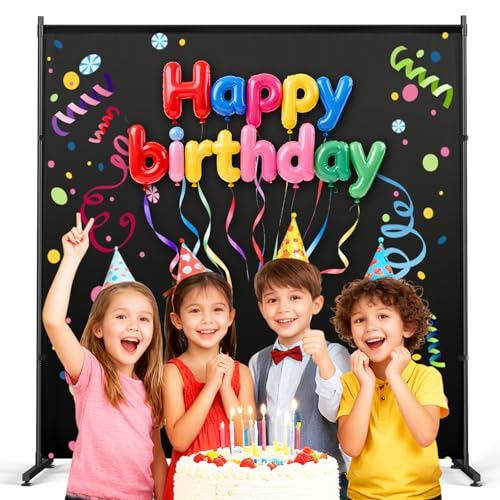 Black Photography Backgroud/Backdrop –Width Adjustable Thick & Opaque Fabric for Studio, Party, or Video Backdrop– Perfect for Single Panel Room Divider/Privacy Screen (Black, 6FT X 6FT) - color: Black