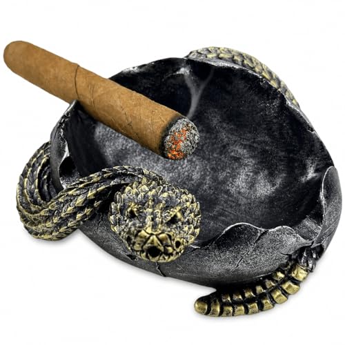 2-in-1 Cigar Ashtray with 2 Rests & 4 Slots (Black) | Indoor & outdoor use, patio home decor, dedicated cigar holder ash tray for daily use - color: black