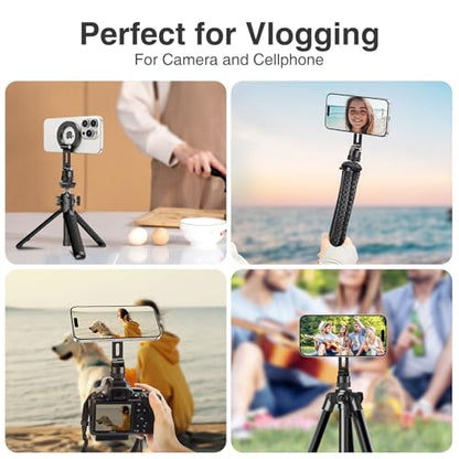elitehood Magsafe Phone Tripod Mount Adapter with 360° Rotatable Cold Shoe & 1/4” Screw, Magnetic Camera Phone Mount, Aluminum iPhone Holder for Tripod Camera Video Recording Live Streaming Vlogging - style: Rotatable Cold Shoe Base