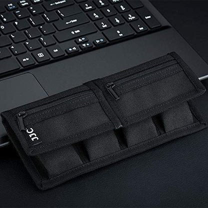 Camera Battery Pouch Holder Case for 4 PCS Sony NP-F550 NP-FW50 NP-FZ100 NP-BX1 Canon LP-E6 LP-E8 LP-E10 LP-E12 LP-E17 Fuji NP-W126 Nikon EN-EL14 EN-EL15 with Zipped Pocket to Store SD TF XQD CF Cards - size: 4 Slot+2 Zippered Pockets