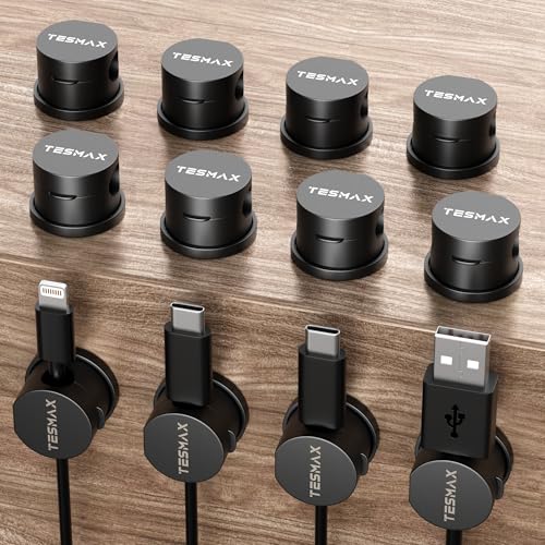 Magnetic Cable Clips 360° Rotation Cord Holder, 12 Pack Cord Organizer 1s Lock Cable Smooth Adjustable Desk Organizers and Accessories, Adhesive Cord Clips for Nightstand,Phone,Wall,Car,Home Office - color: Black, size: 12 PACK
