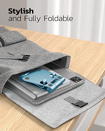 Nulaxy Dual Folding Cell Phone Stand, Fully Adjustable Foldable Desktop Phone Holder Cradle Dock Compatible with iPhone 17 16 15 14 13 12 11 Pro Max Xs Xr X 8, Nintendo Switch, All Phones - Blue - color: F-Blue