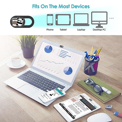 Laptop Camera Cover Slide, Panda Webcam Cover, 0.02 inch Cute Laptop Accessories for iPhone iPad iMac MacBook Pro Air Laptop PC Smartphone Tablet, Camera Privacy Covers Protect Your Visual Privacy - color: Coffee Panda-Black
