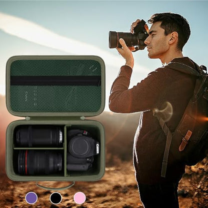 khanka Camera Case for Canon EOS Rebel R6 V/T7/T100/T6/R50/R100/R5/R7/R8/R6 Mark II/SL3 DSLR Camera,Travel Carrying Case for Canon EOS Rebel Camera and 18-55mm/18-45mm Lens(Military Green Case) - color: Military Green