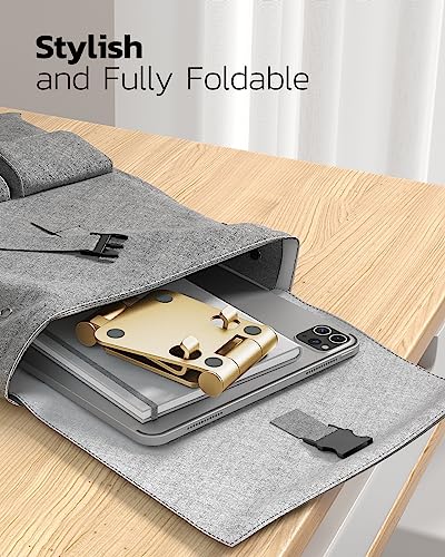 Nulaxy Dual Folding Cell Phone Stand, Fully Adjustable Foldable Desktop Phone Holder Cradle Dock Compatible with iPhone 17 16 15 14 13 12 11 Pro Xs Xs Max Xr X 8, Nintendo Switch, All Phones - Gold - color: J-Gold