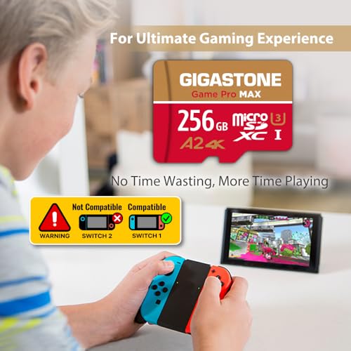 【for Switch 1 Only】 GIGASTONE 256GB Micro SD Card, 4K Game Pro MAX, A2 V30 Memory Card for Gaming Console, 4K UHD Video, Up to 170/140 MB/s, UHS-I U3 C10 with Adapter【5-Years Data Recovery】 - color: 256GB Game Pro MAX 1-Pack