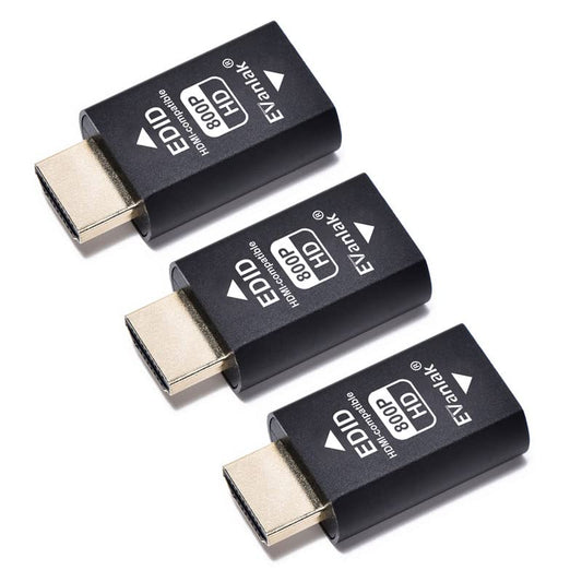 EVanlak Hdmi Edid Emulator Passthrough Dongle Eliminated Emulator Adapter 3rd Generrtion Work with Mac Thunderbolt to HDMI Switches/Extender/AV Receiver/Video Splitters -1280x800@60Hz-3pack - color: HDMI EDID 800-3P