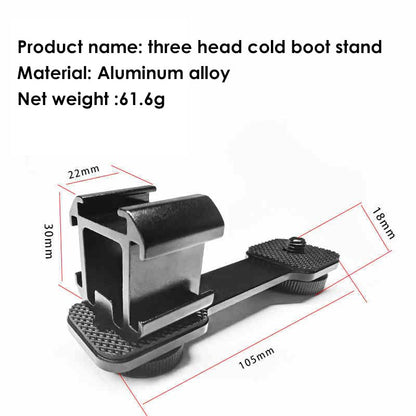 Triple Cold Shoe Mounts Plate Microphone Led Video Light Extension Bracket Microphone Stand Rig Compatible for DJI OSMO Mobile 3 2 OM 4 Zhiyun Smooth 4/Feiyu Vimble 2 Gimbal Stabilizer - color: ST-002-1