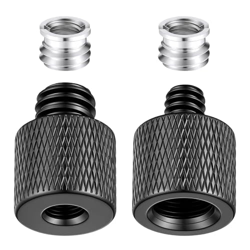 1/4 to 3/8 & 3/8 to 1/4 Camera Tripod Adapter, 4 Pack Double Head Stud Screw Thread Converter Male to Female Mounting Adapter for Camera, Monitor, Tripod, Mic Stand
