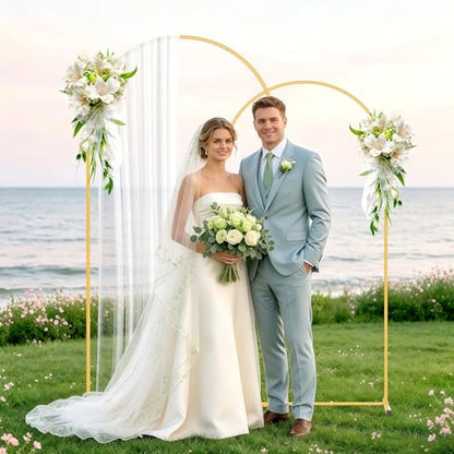 2 Pack Arch Backdrop Stand and Cover Set (7.2FT/6FT), Balloon Arch Stand, Metal Background Arch Stand, Backdrop Arch Frame, Wedding Arch for Backdrop (Pink Cover) - color: Arch with Pink Cover-(7.2FT/6FT)