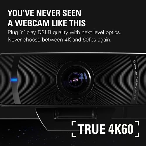 Elgato Facecam Pro, True 4K60 Ultra HD Webcam for Live Streaming, Gaming, Video Calls, Advanced Light Correction, DSLR Style Control, Wide Angle, Works with OBS, Teams,Zoom, PC/Mac, Black (Renewed)