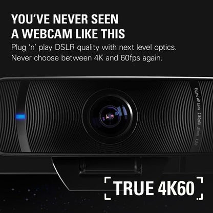 Elgato Facecam Pro, True 4K60 Ultra HD Webcam for Live Streaming, Gaming, Video Calls, Advanced Light Correction, DSLR Style Control, Wide Angle, Works with OBS, Teams,Zoom, PC/Mac, Black (Renewed)