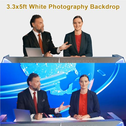 UTEBIT White Backdrop Curtain for Photography, 5x6.5FT Photo Background for Photographic Parties Video Recording Live Streams Polyester Fabric Photoshoot Screen Backdrops - size: 5x6.5FT