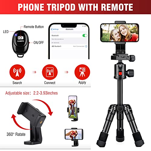 JOILCAN Mini Tripod for Camera, 21" Aluminum Desktop Tripod with 360° Ball Head, Portable Travel Tripods for DSLR Phone Projector, Load up to 15lb - size: 21 Inch