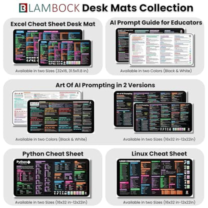 Chat GPT Cheat Sheet Desk Mat | How to Write an Effective Prompt Using Chatgpt, Copilot Cheat Sheet Large Desk Mat for Keyboard and Mouse | 12x22 in - size: 12" x 22"