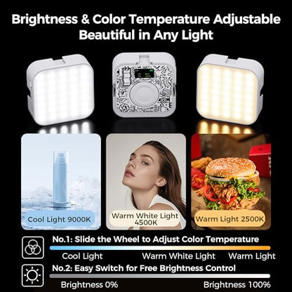 Leekai P6 RGB Video Light, Magnetic Portable Photography Lighting with Clip for Phone/Laptop, CRI 95+ 2500K-9000K, 2000mAh Rechargeable LED Camera Light for YouTube TikTok Zoom Meetings - color: White