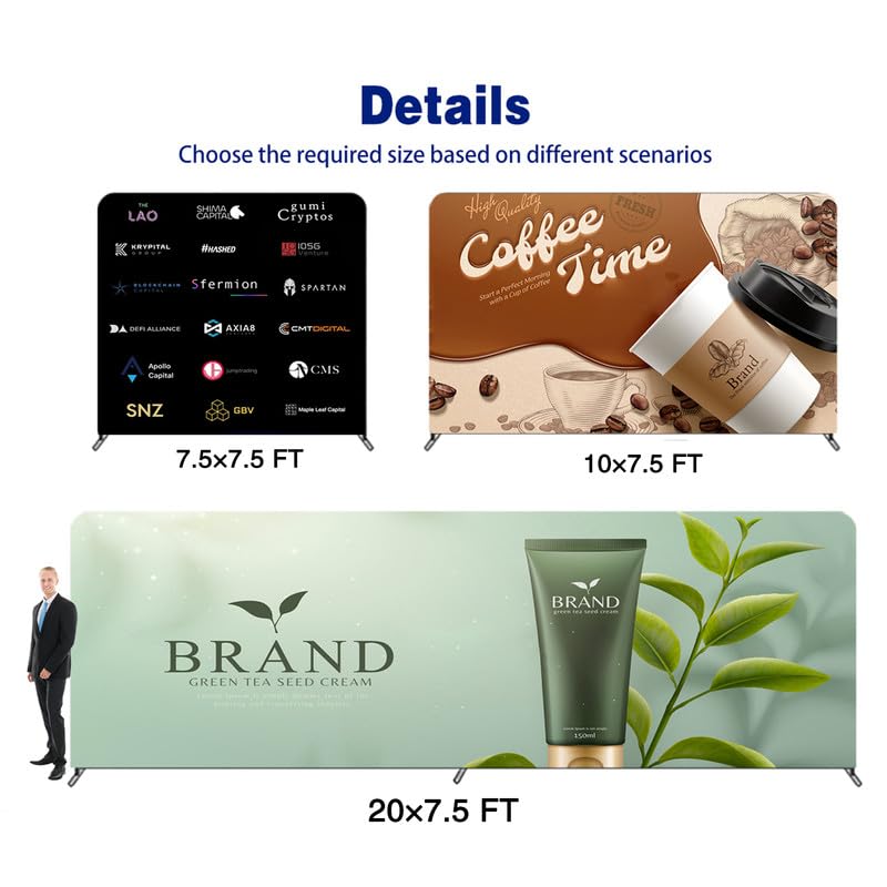 Customize Trade Show Display Tension Fabric for Backdrop Frame and Banner Set - Double-Sided Printing 7.5×7.5 FT - color: Tension Fabric Display, size: 7.5×7.5 FT