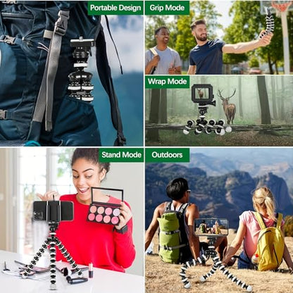 Phone Mini Tripod, Premium Flexible Mobile Phone Tripod Stand Compatible with Smartphone, Small Digital Camera, Black