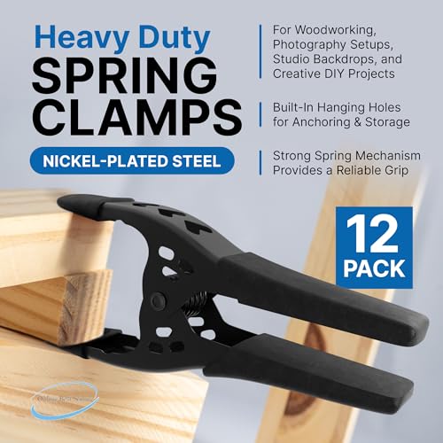 Lot of 12-6" inch Spring Clamp Large Super Heavy Duty Spring Metal All Black - 2.5 inch Jaw opening - size: Lot of 12