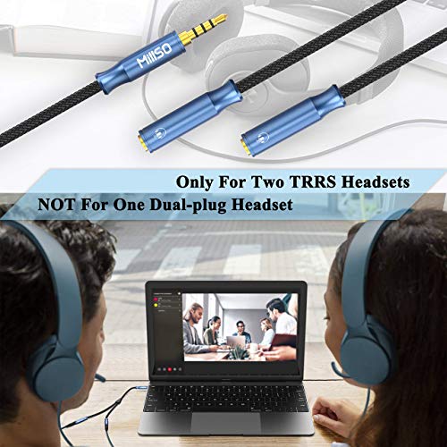 MillSO 3.5mm 4 Pole TRRS Audio Splitter Cable Nylon Braided Stereo Aux Splitter for 2 TRRS Headset to PC Laptop PS4 Xbox Smartphone - 1 FT - size: 1 Feet - Braided