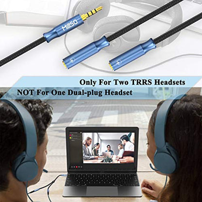 MillSO 3.5mm 4 Pole TRRS Audio Splitter Cable Nylon Braided Stereo Aux Splitter for 2 TRRS Headset to PC Laptop PS4 Xbox Smartphone - 1 FT - size: 1 Feet - Braided