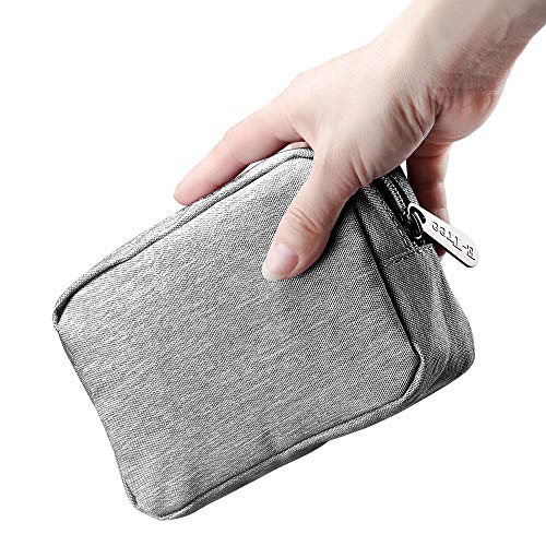 E-Tree Small Makeup Bag, Cosmetic Toiletry Skin Care Make up Little Items Pouch for Purse, Zipper Mini Tech Charger Cable Electronic Organizer Case, Travel Accessories for Women Men Teen, Grey - color: Grey, style: Travel Makeup Bag