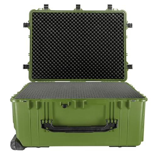 Eylar 31.5" X-Large Protective Roller Hard Case for Cameras, Drones, Tools, and AV Equipment with IP67 Waterproof, Shock Resistant, and Customizable Foam Inserts (OD Green) - color: Green