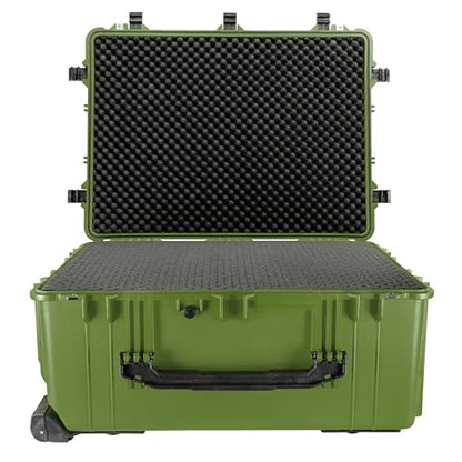 Eylar 31.5" X-Large Protective Roller Hard Case for Cameras, Drones, Tools, and AV Equipment with IP67 Waterproof, Shock Resistant, and Customizable Foam Inserts (OD Green) - color: Green