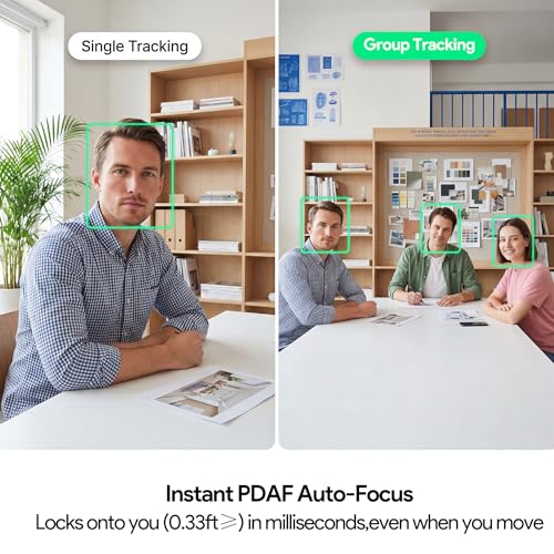 4K Ultra HD Webcam with 1/2.8''CMOS Sensor,PDAF Auto Focus 1080P@60FPS,Dual Noise-Canceling Mics, Privacy Cover,USB Streaming Webcam for PC/Mac,Gaming,Video Calling,Live Streaming&Meetings