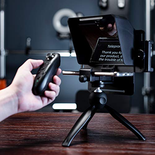 AMBITFUL 7.5'' Mini Teleprompter W/Desktop Tripod for Smartphone & DSLR | with Remote & APP Control,49-77mm Camera Adapter Rings,Idea for Live Streaming/YouTube/Tiktok/Video Recording