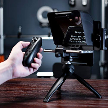 AMBITFUL 7.5'' Mini Teleprompter W/Desktop Tripod for Smartphone & DSLR | with Remote & APP Control,49-77mm Camera Adapter Rings,Idea for Live Streaming/YouTube/Tiktok/Video Recording