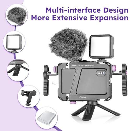 Universal Smartphone Filmmaking Stabilizer, Phone Cage for Vlogging and Videography, Compatible with Most Smartphones