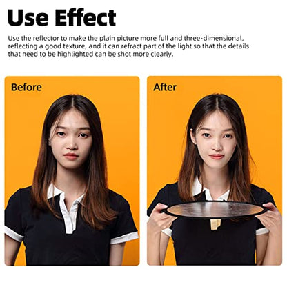2 in 1 Lighting Reflectors Round Folding Portable 12" 30cm for Photography Reflector Portrait Still Life Fill Light
