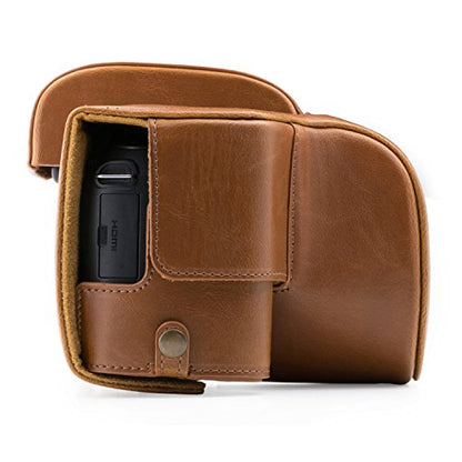 MegaGear Panasonic Lumix DC-FZ80, FZ82 Ever Ready Leather Camera Case and Strap, with Battery Access - Light Brown - MG1225 - color: Light Brown