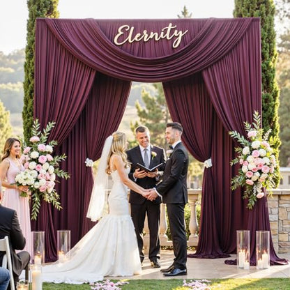 10ftx12ft Wrinkle Free Maroon Backdrop Curtain, 2 Panels 12FT Height Wedding Burgundy Backdrop Drapes, Silky Polyester Back Drop Cloth for Birthday Photography Background Party Backdrop Draping - color: Burgundy, size: (W)5ft x (H)12ft (2 Panel)