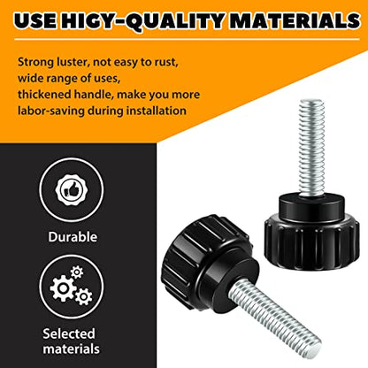 Hotop Threaded Knurled Thumbscrew Monitor Mount Screws on Knobs Monitor Screws Carbon Steel Clamping Knobs Grip Thumb Screw Mounting Thumb Screw, Black(20 Pieces,M4 x 15 mm) - size: M4 x 15 mm