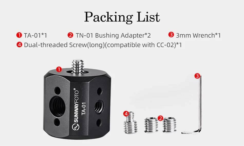 Sunwayfoto TA-01 Tripod Multiple Socket Adapter/Convertor Accessory
