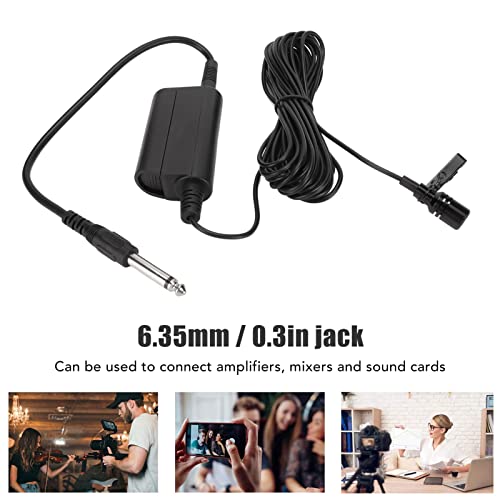 VBESTLIFE Lavalier Lapel Microphone, Omnidirectional Condenser Mic, 6.35MM Jack, Mini Metal Clip, for Playing Guitars, Saxophones, Trumpets, Violins, 16.4ft