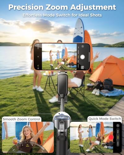 Mini Magnetic Selfie Stick Tripod for MagSafe, Pocket 4.8" Design, 4-in-1 | Zoom Control, Ergonomic Phone Grip, Detachable Multi-Function Bluetooth Remote and Up to 18" Extendable Selfie Stick