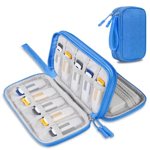 Lacdo USB Flash Drive Case Thumb Drive Holder Case Organizer Portable Electronic Accessories Storage Bag for SanDisk/SamData/Samsung USB Flash Drives Jump Drive Memory Stick, SD Card, Cable, Blue - color: Blue, size: Small